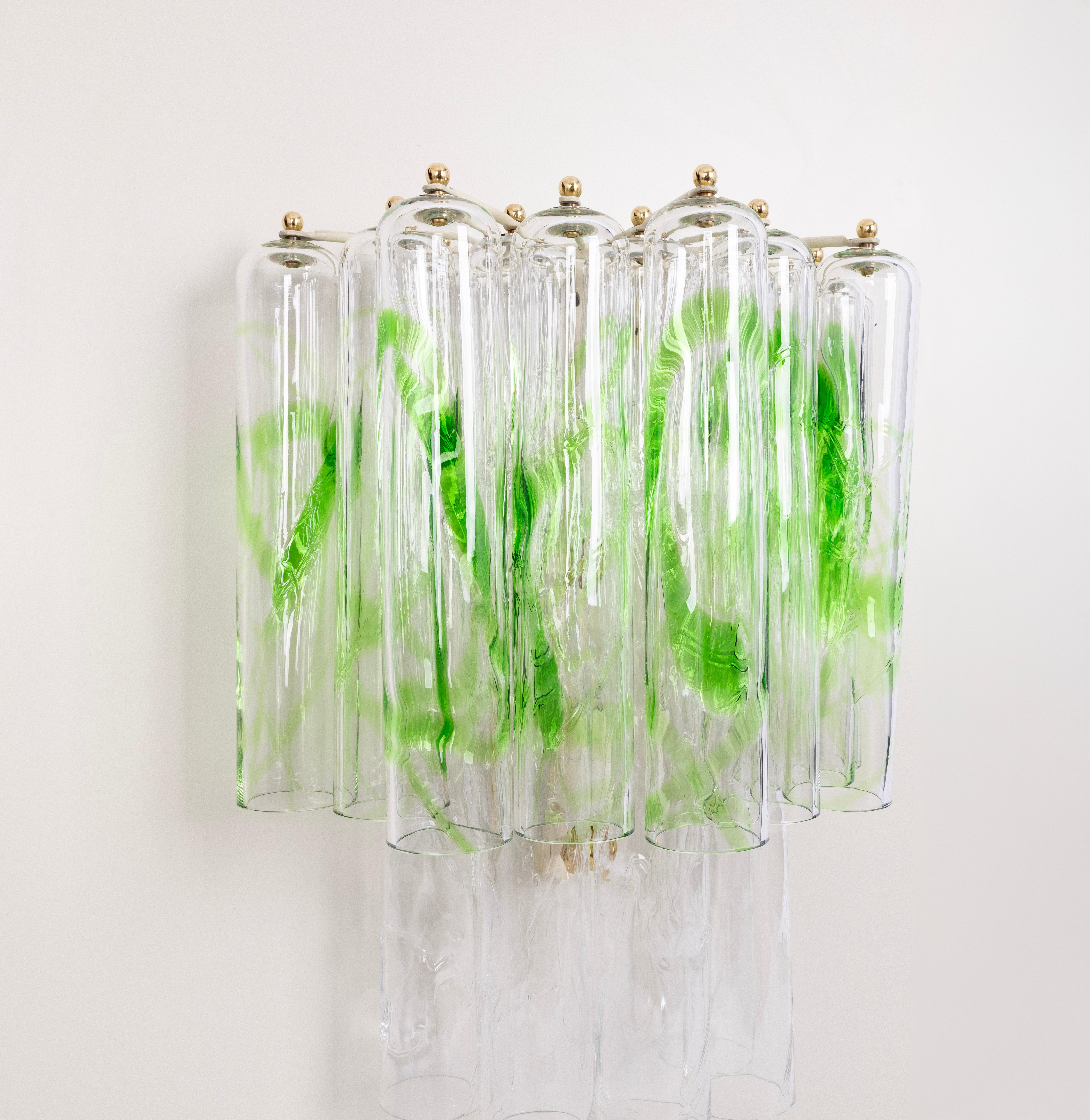 Paire de grandes appliques en verre de Murano vert par Mazzega, Italie, années 1970 en vente 4