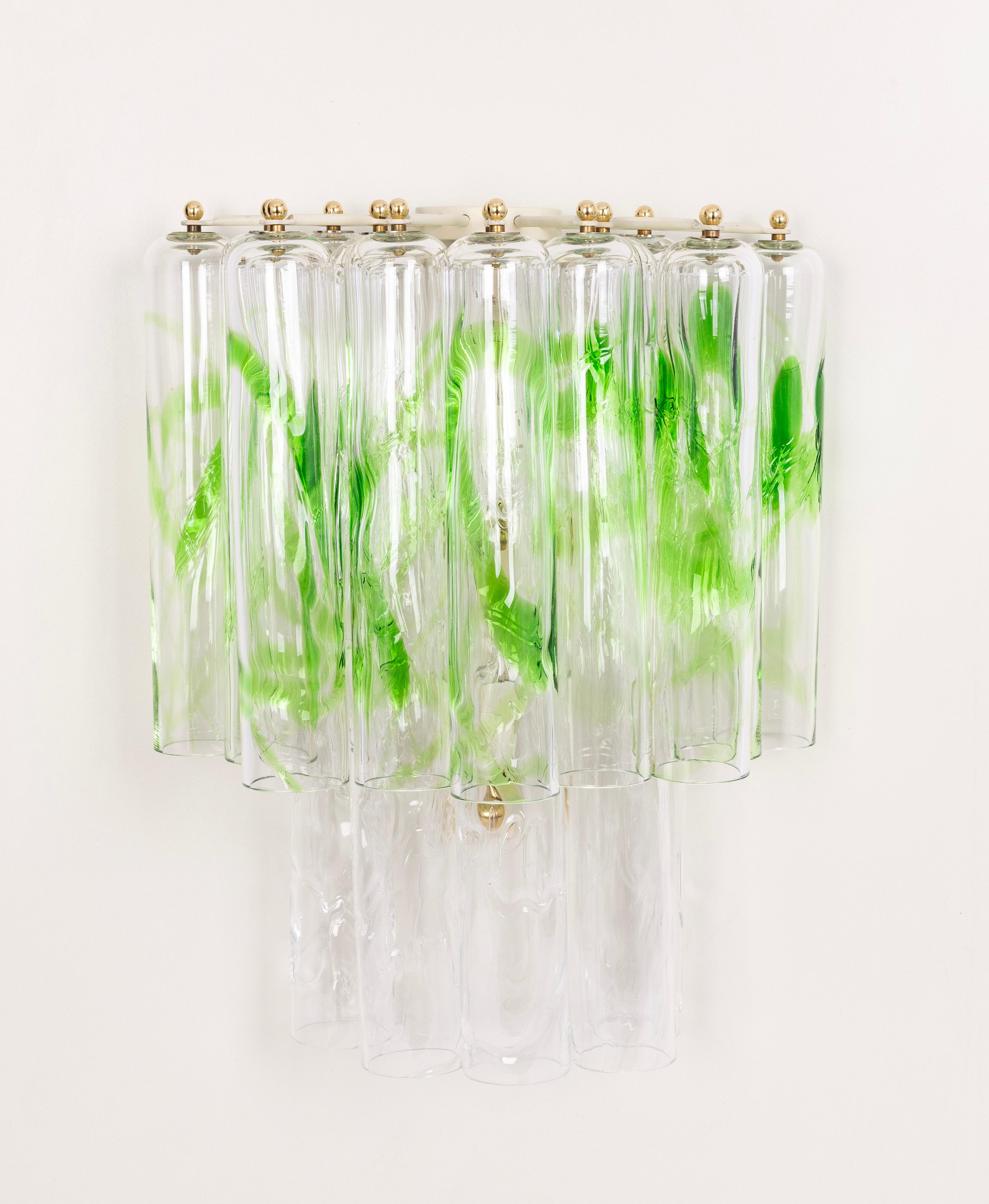 Paire de grandes appliques en verre de Murano vert par Mazzega, Italie, années 1970 en vente 5