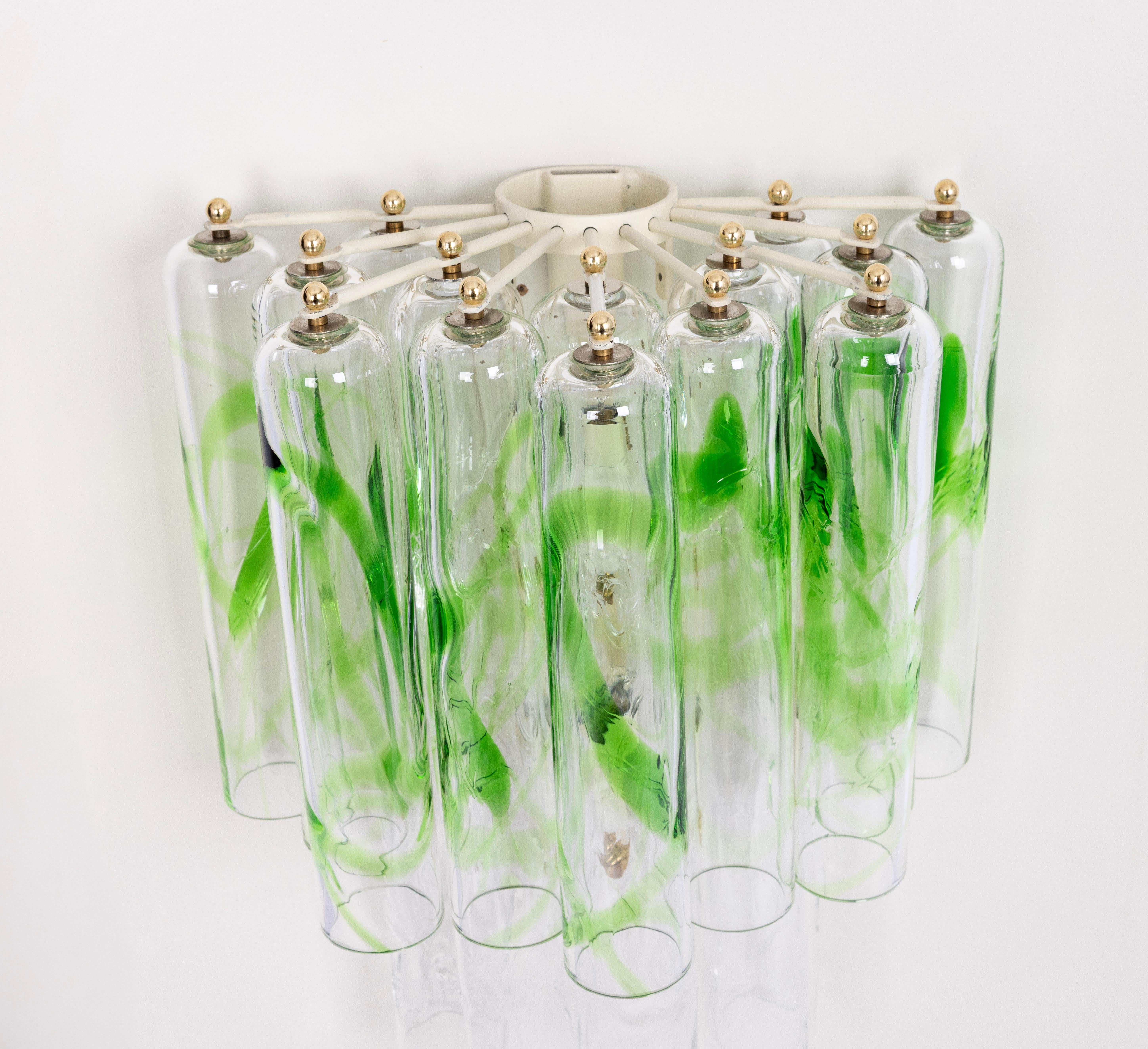 Paire de grandes appliques en verre de Murano vert par Mazzega, Italie, années 1970 en vente 8