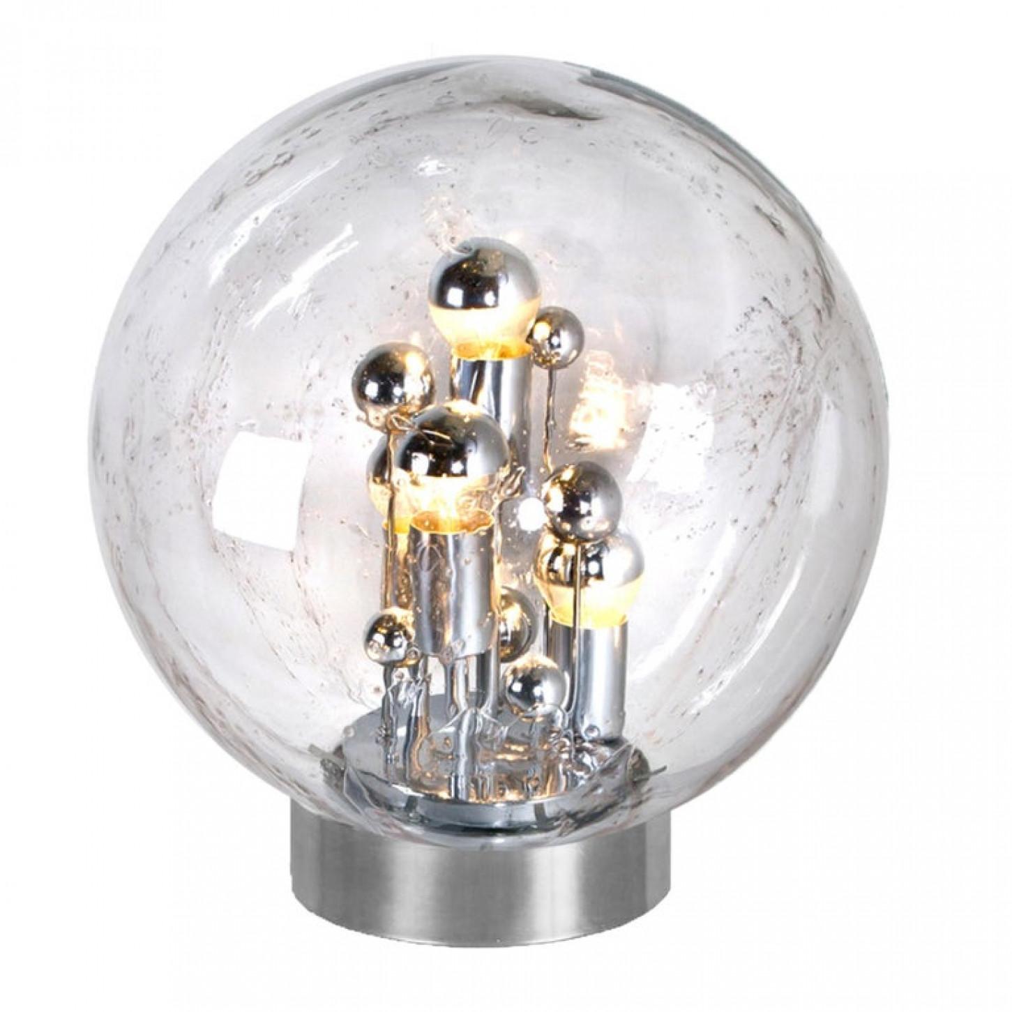 Verre brun Paire de grandes lampes de bureau Doria en verre bullé soufflé à la main, 1970 en vente