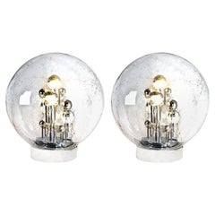 Vintage Pair of Large Hand Blown Bubble Glass Doria Table Lamps, 1970