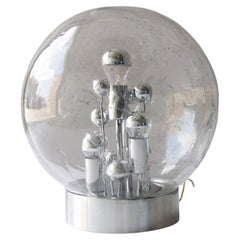 Pair of Large Hand Blown Bubble Glass Doria Table Lamps, 1970