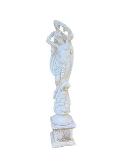 Pair of Large Hand-Carved Carrara Marble Female Sculptures 230 CM HIGH