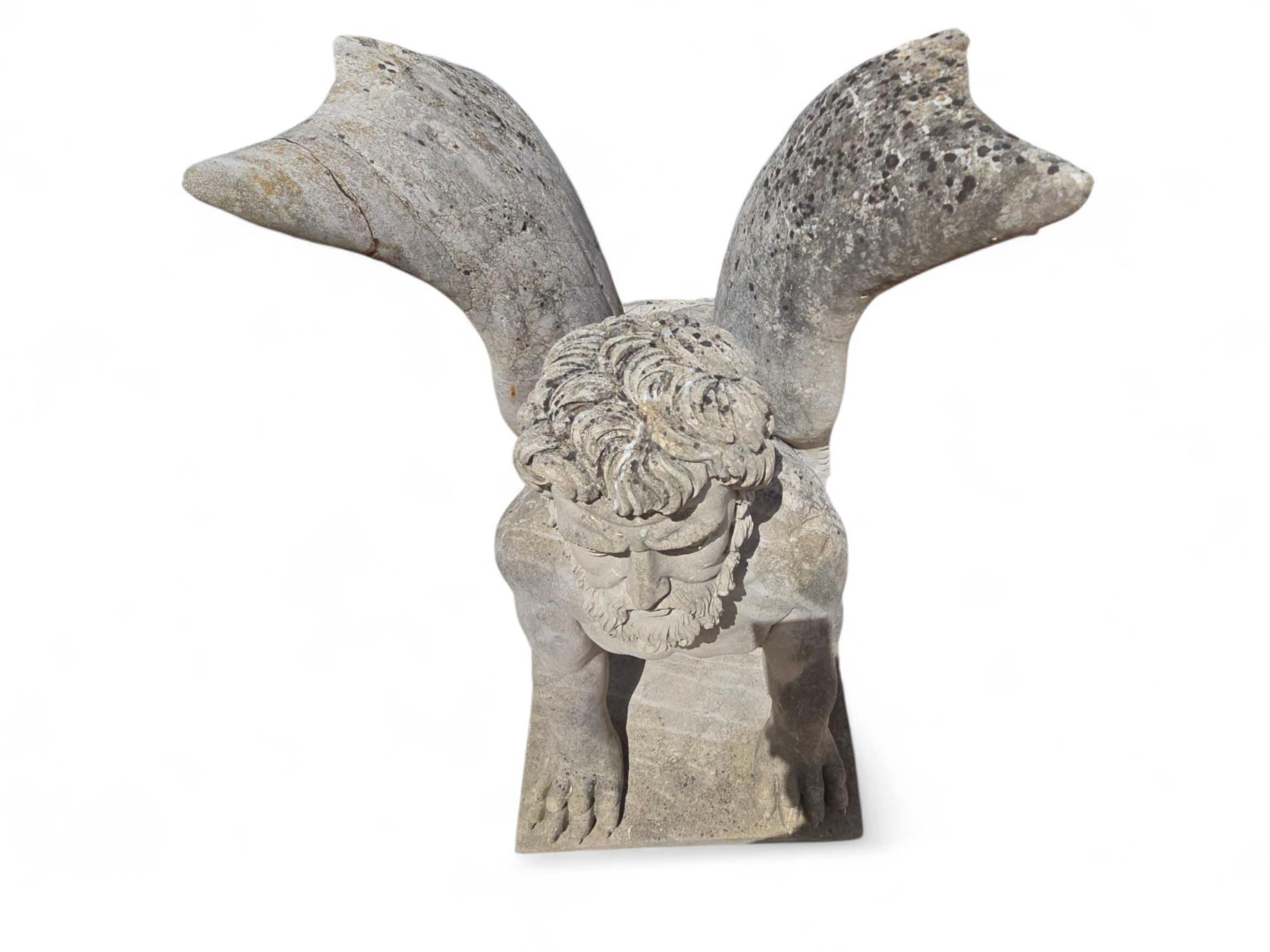 Pair of Large Hand-Carved Stone Sphinx Sculptures, Italy, 1950s For Sale 6