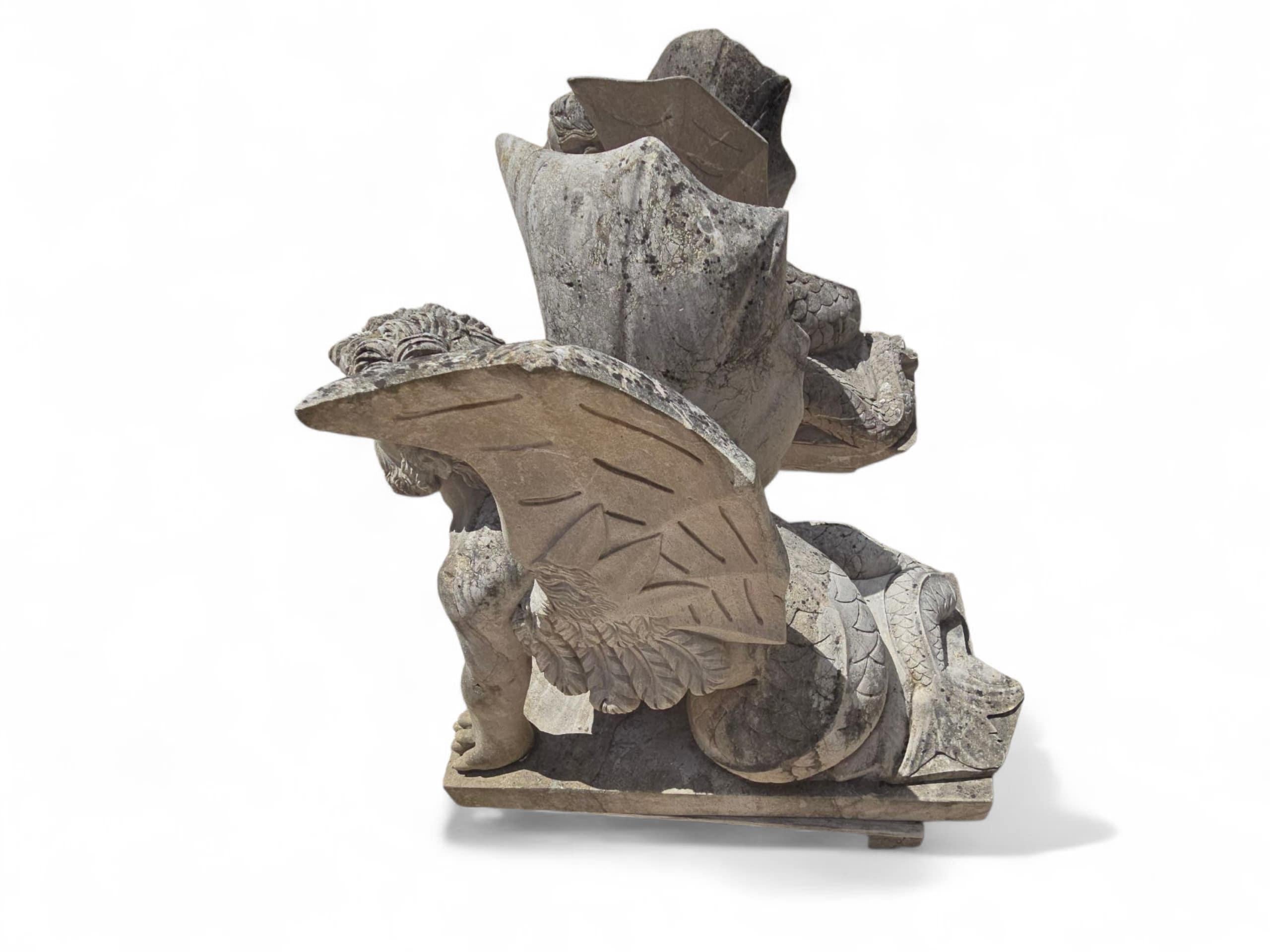 Pair of Large Hand-Carved Stone Sphinx Sculptures, Italy, 1950s For Sale 4