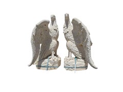 Pair of Large Hand-Carved Vicenza Stone Eagles, Italy
