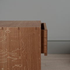 Pair of Large Handcrafted English Oak Modernist Drawer Nightstands