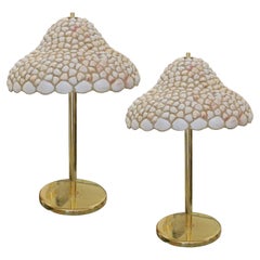 Pair of Large Handcrafted Seashell Table Lamps, 1970s English