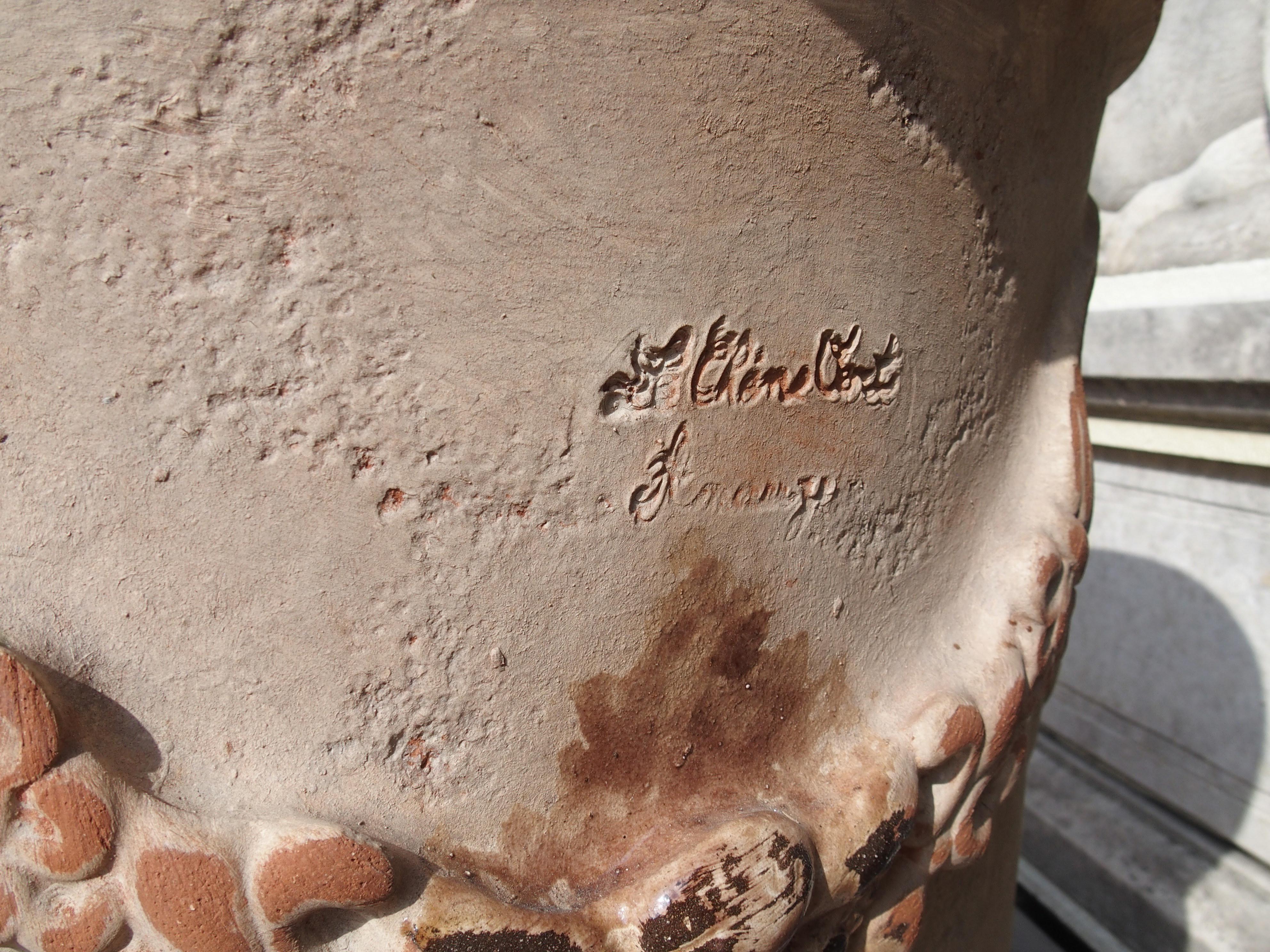 Paar große handgefertigte antike Terrakotta-Pflanzgefäße aus Anduze, Frankreich im Angebot 6