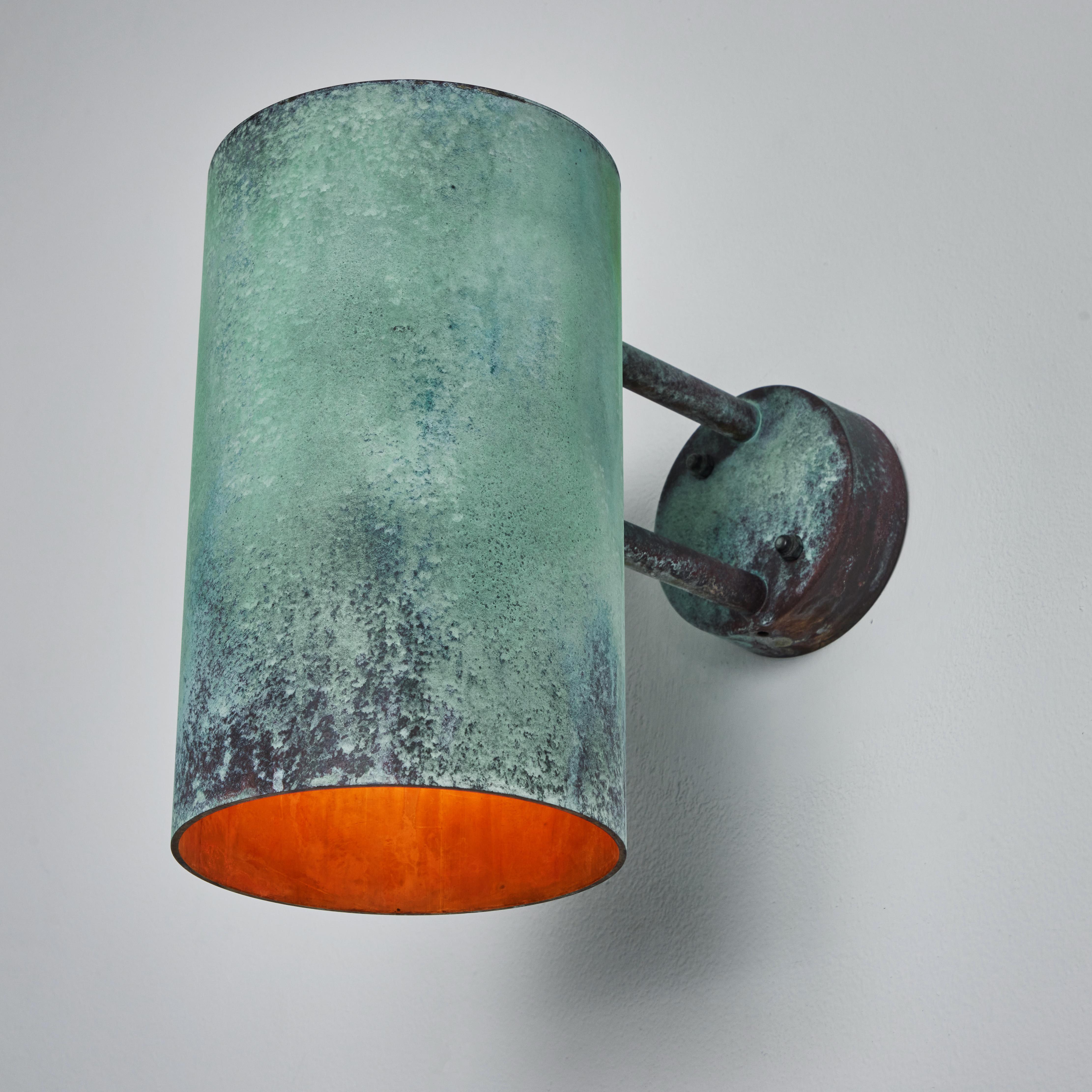 Pair of Large Hans-Agne Jakobsson C627 'Rulle' Verdigris Outdoor Sconces For Sale 4