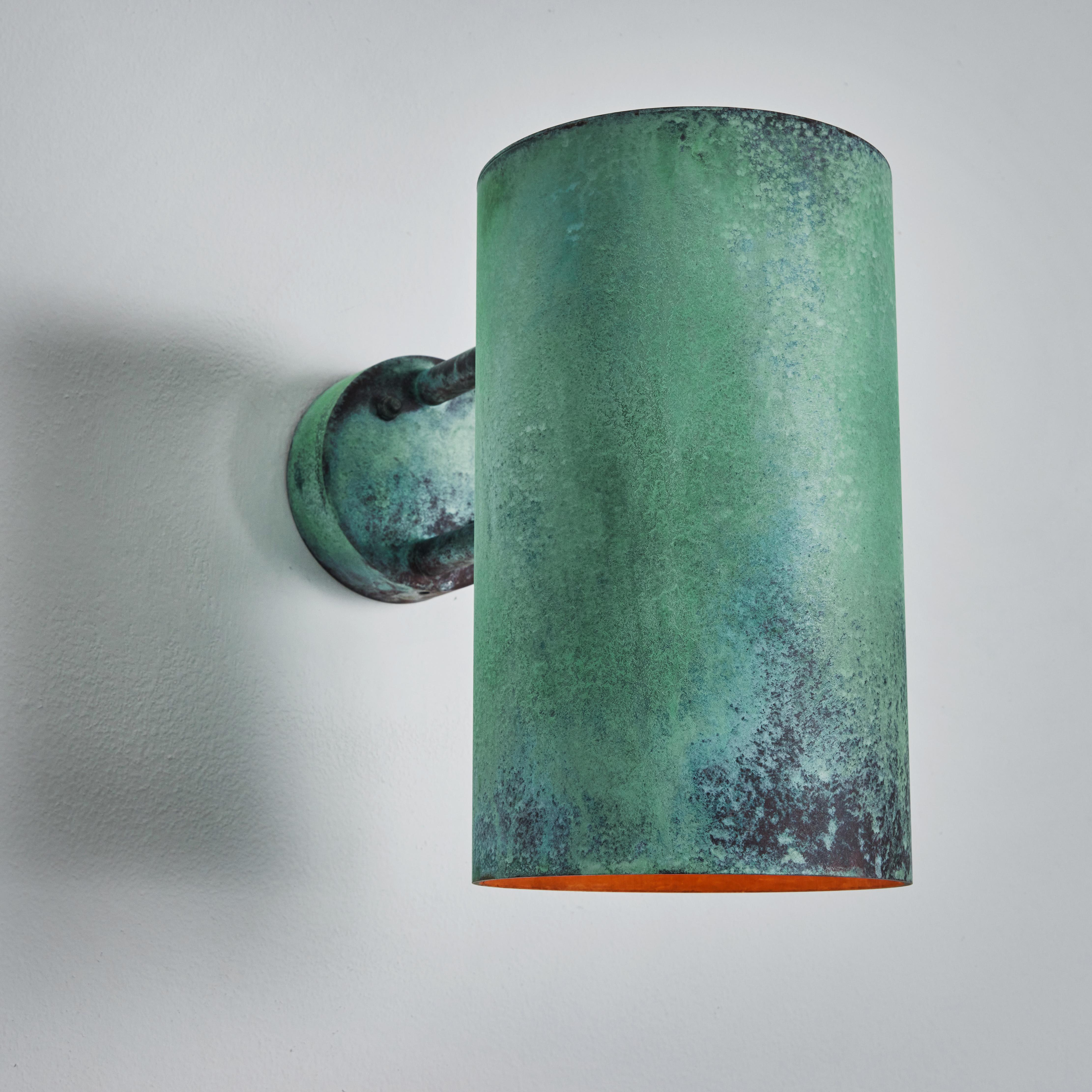 Scandinavian Modern Pair of Large Hans-Agne Jakobsson C 627 'Rulle' Verdigris Outdoor Sconces For Sale