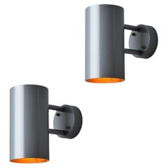 Pair of Large Hans-Agne Jakobsson C627 'Rulle' Outdoor Sconces in Painted Silver