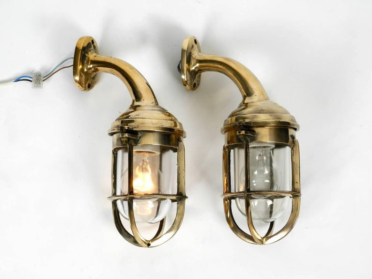 Pair Of Large Heavy 1950s Maritime Ship Sconces In Cast Brass For Pair Of Heavy 1950s Ship Wall Lamps In Cast Brass Beautiful Maritime Design Rewired