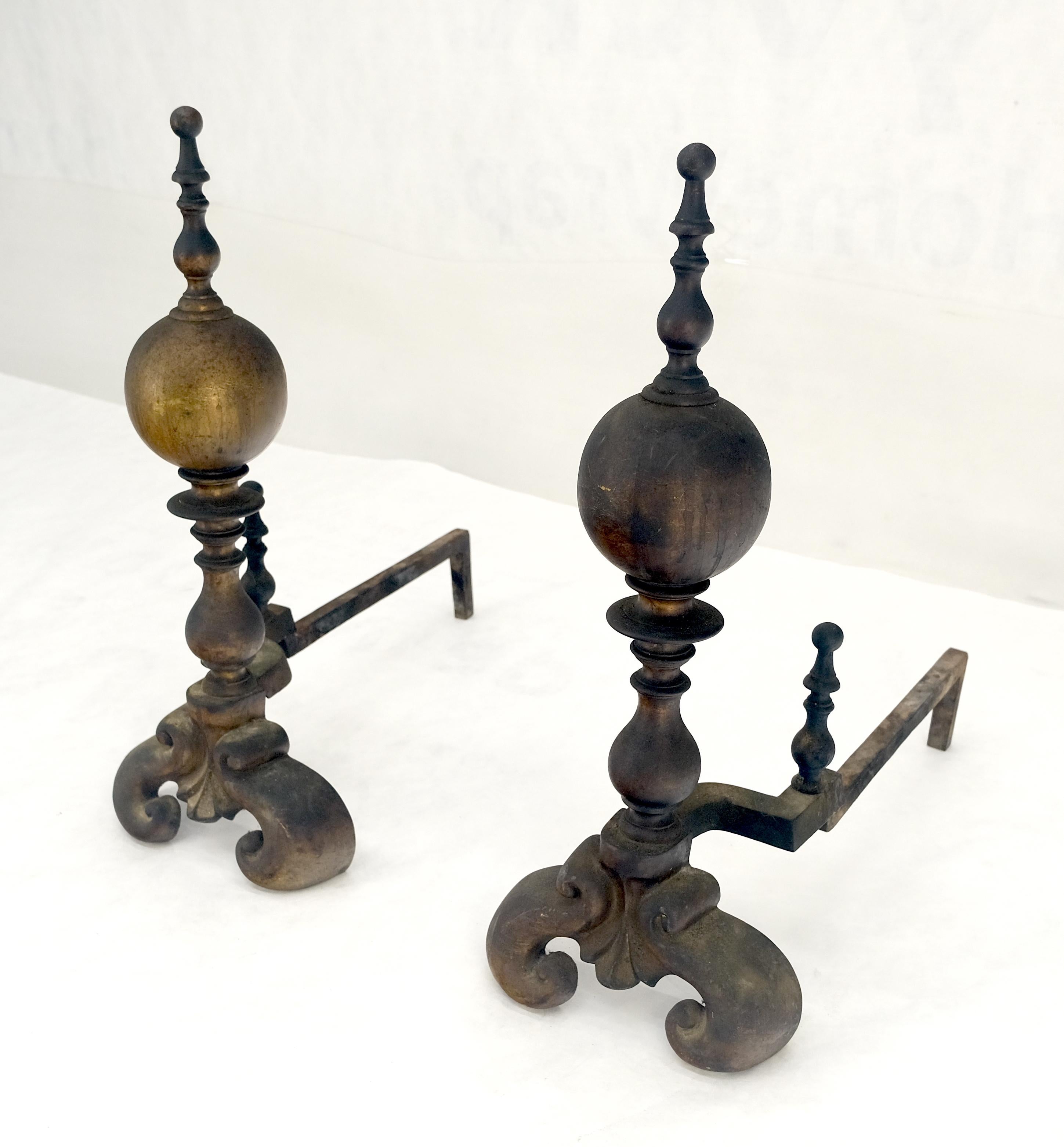 20th Century Pair of Large & Heavy Brass 23