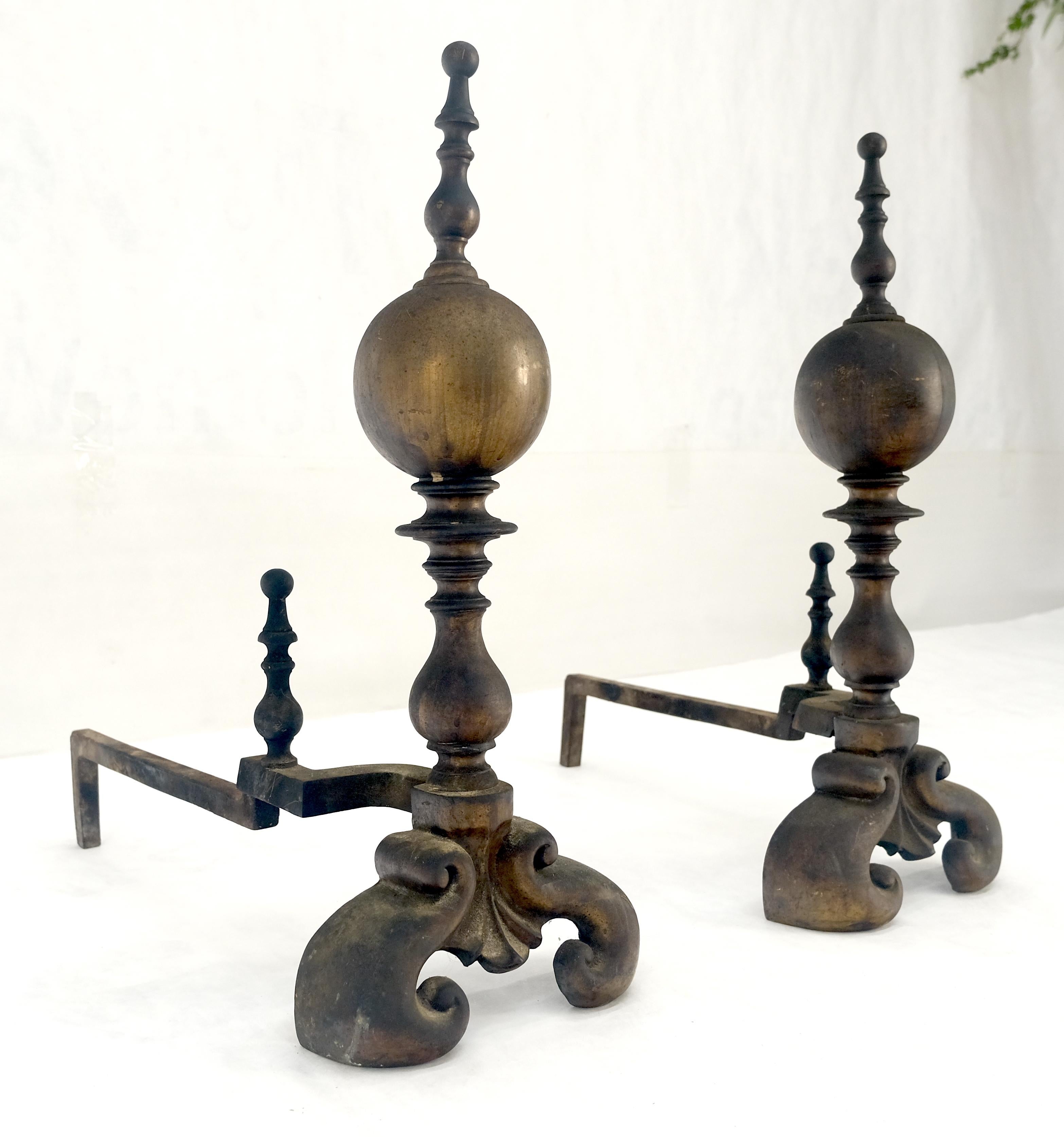 Pair of Large & Heavy Brass 23