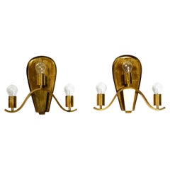Pair of large heavy Mid Century brass wall lights from a German church