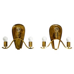 Pair of large heavy Mid Century brass wall lights from a German church