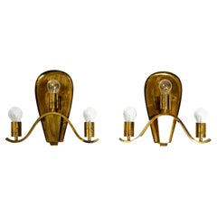 Pair of large heavy Mid Century brass wall lights from a German church