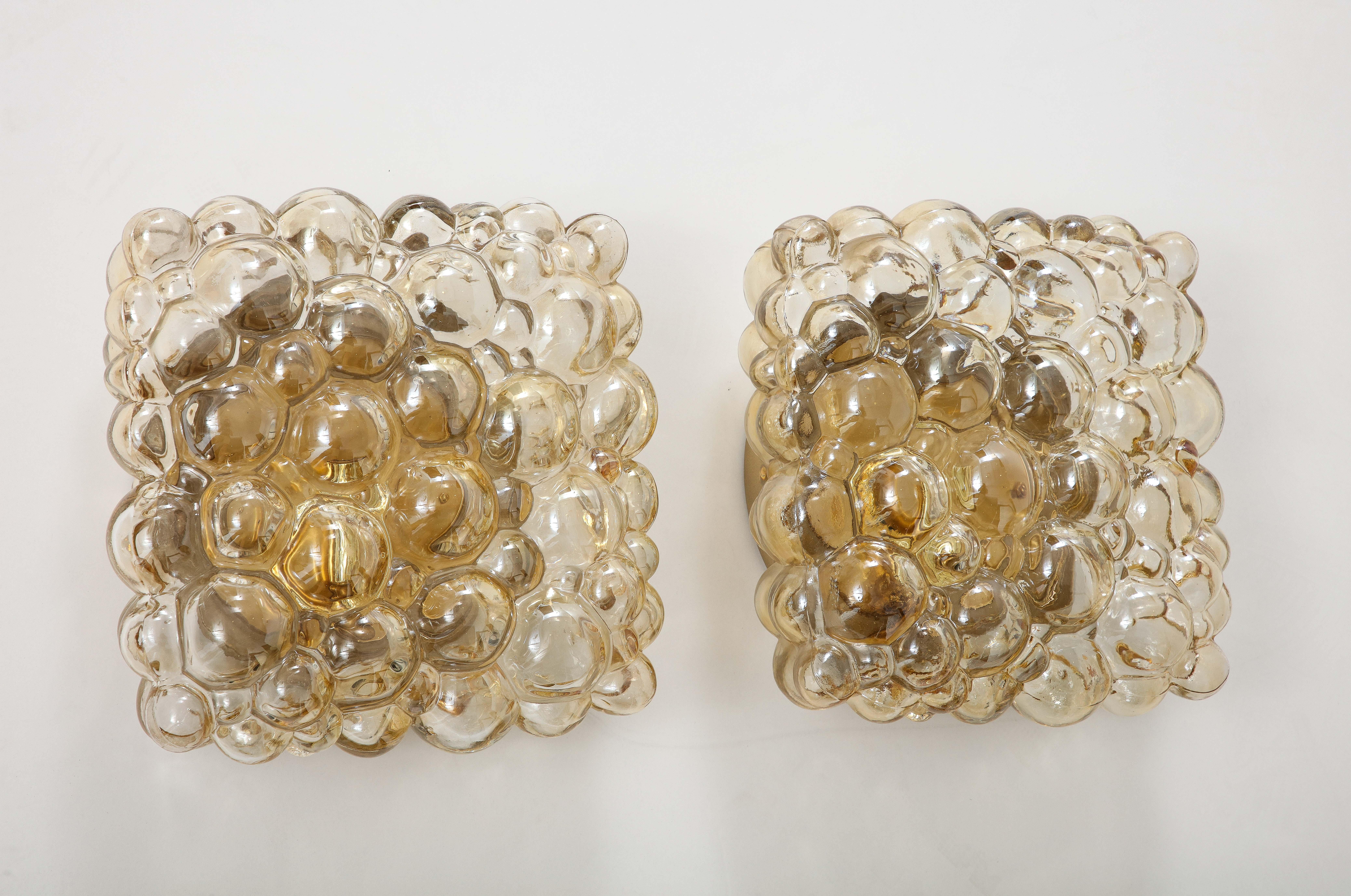 Mid-Century Modern Pair of Large Helena Tynell Square Bubble Sconces / Ceiling Lights. For Sale