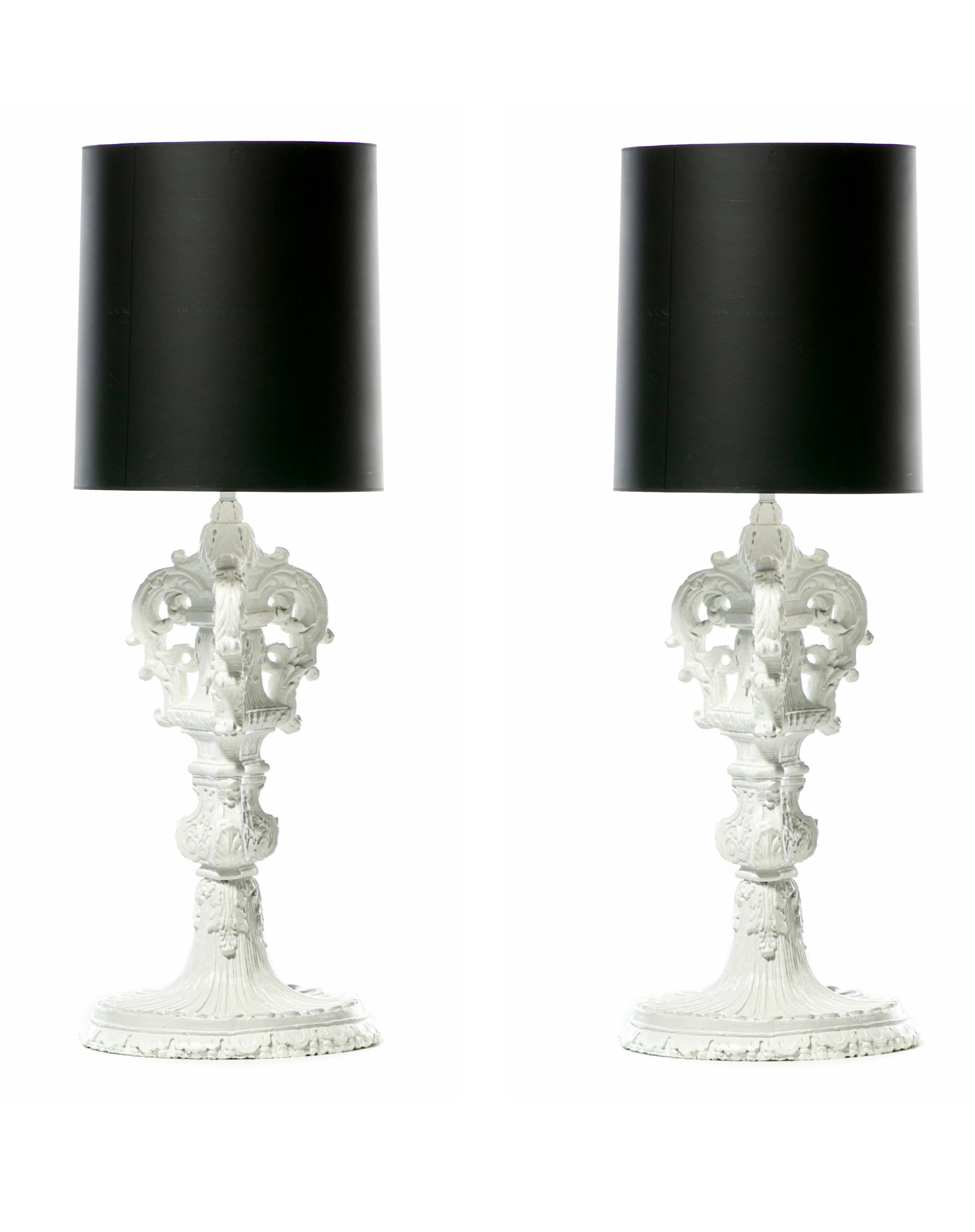 Pair of Large Hollywood Regency Baroque Plaster Lamps by Marge Carson c. 1960s For Sale 8