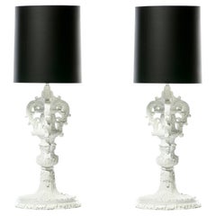 Pair of Large Hollywood Regency Baroque Plaster Lamps by Marge Carson c. 1960s