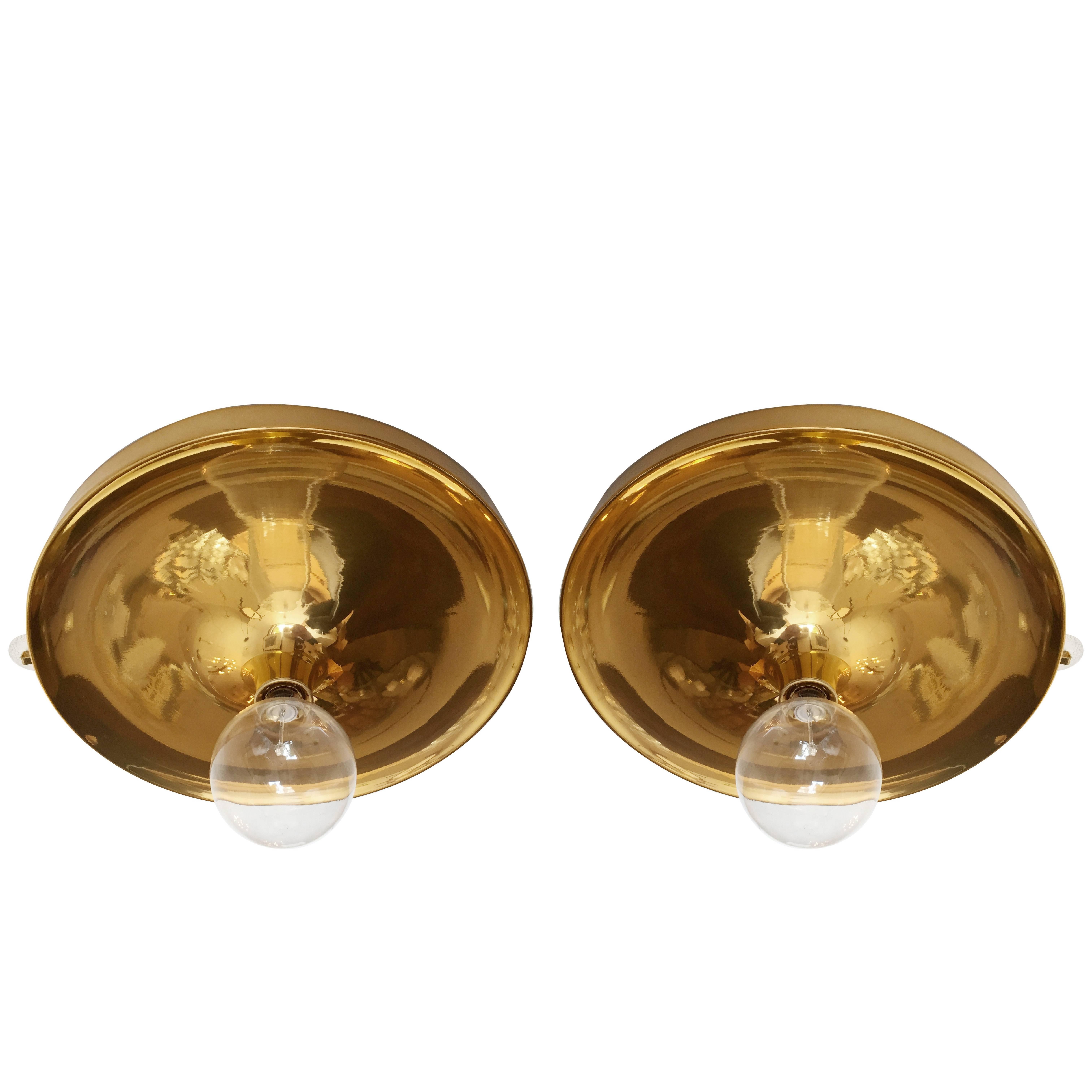 Pair of Large Honsel Space Age, 1960s Flush Lights Perriand