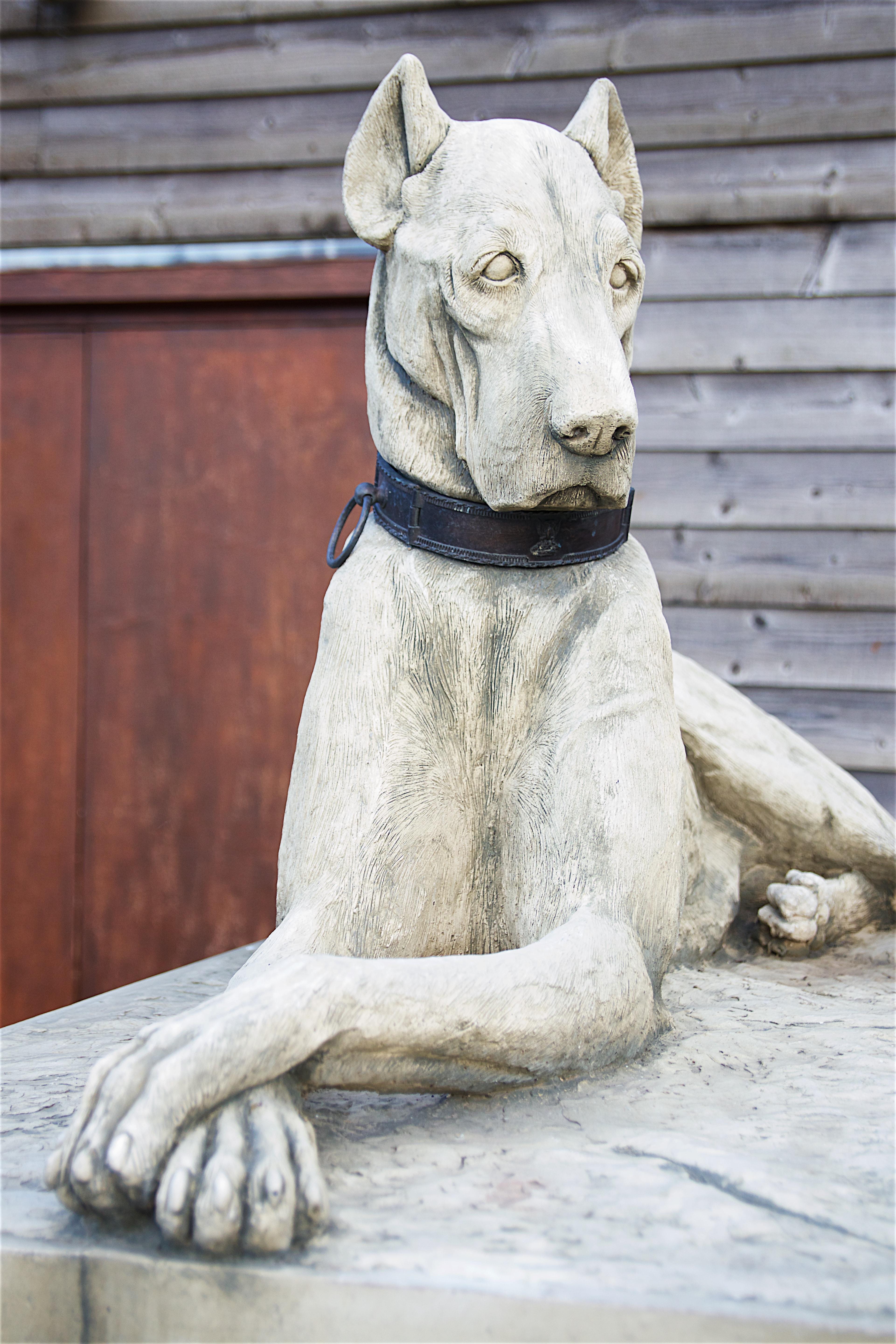 English Pair of Large Hounds on Plinths For Sale