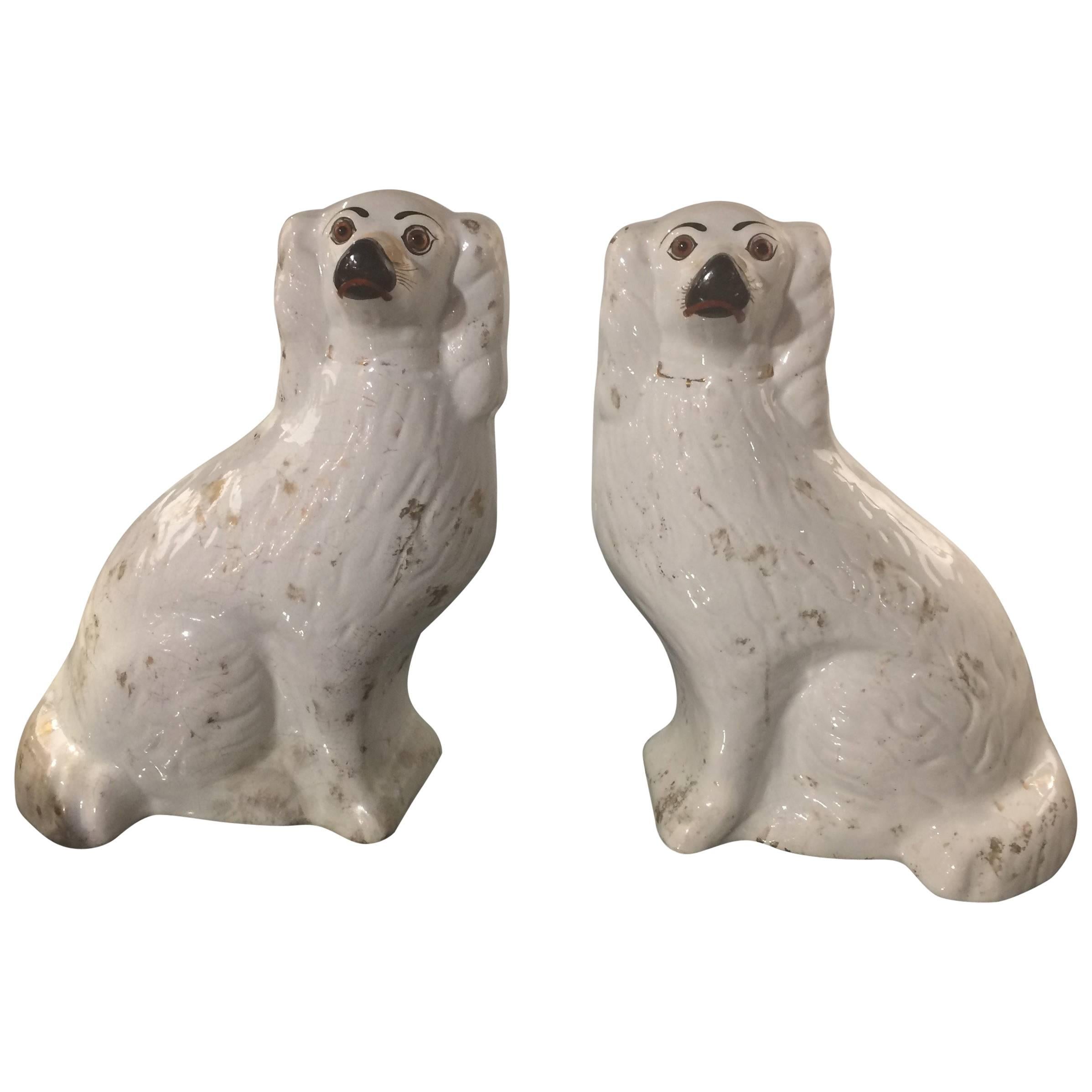 Pair of Large Iconic Antique Staffordshire Dogs