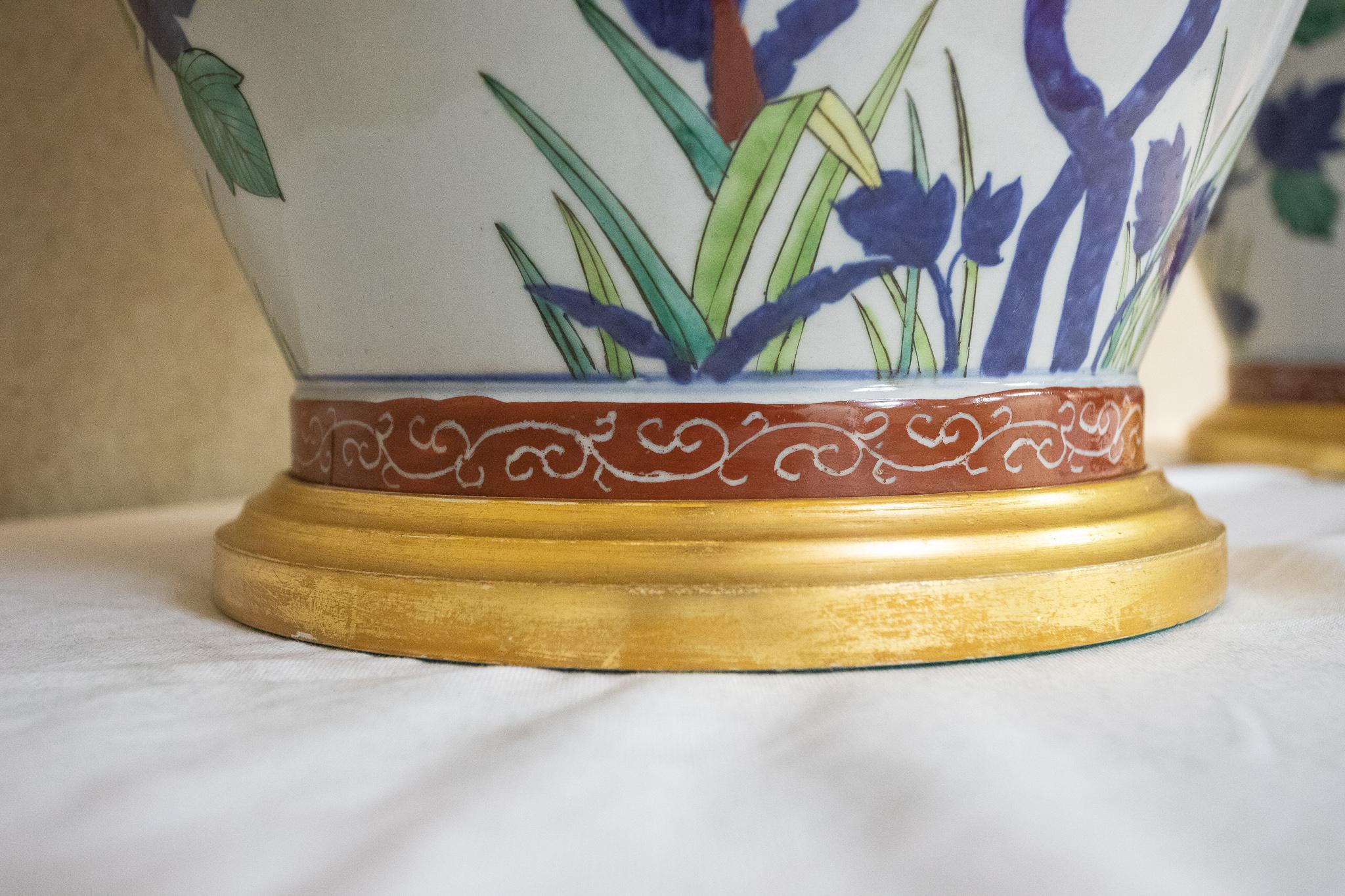 Porcelain Pair of Large Imari Covered Vases
