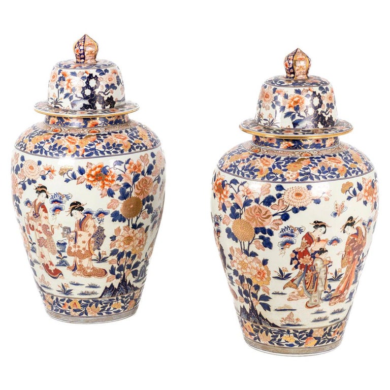 Pair of Large Imari Porcelain Vases, circa 1900