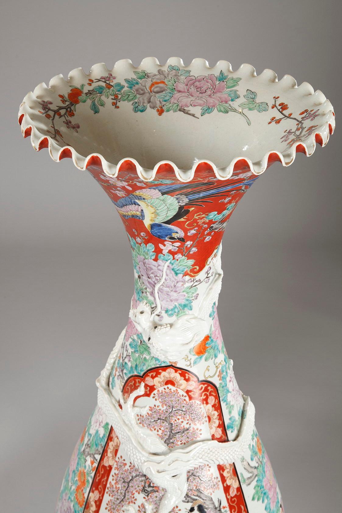 Japanese Pair of Large Imari Porcelain Vases, Japan, Late 19th Century For Sale