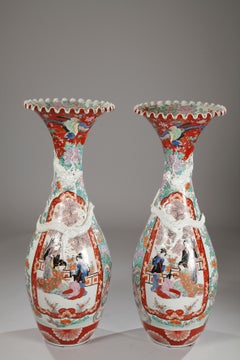 Coppia di grandi vasi in Imari Porcelain, Giappone, fine XIX secolo
