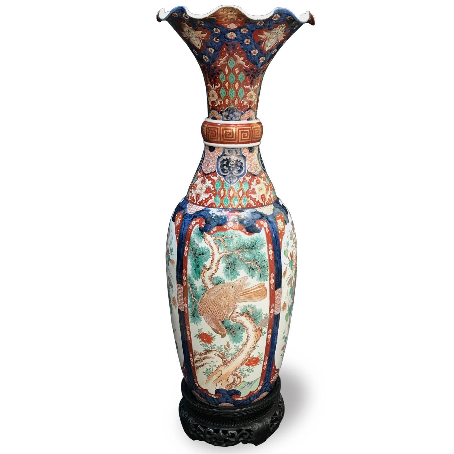 Pair of Large Imari Vases 19th Century Japanese Blue Red White Porcelain Vases 6