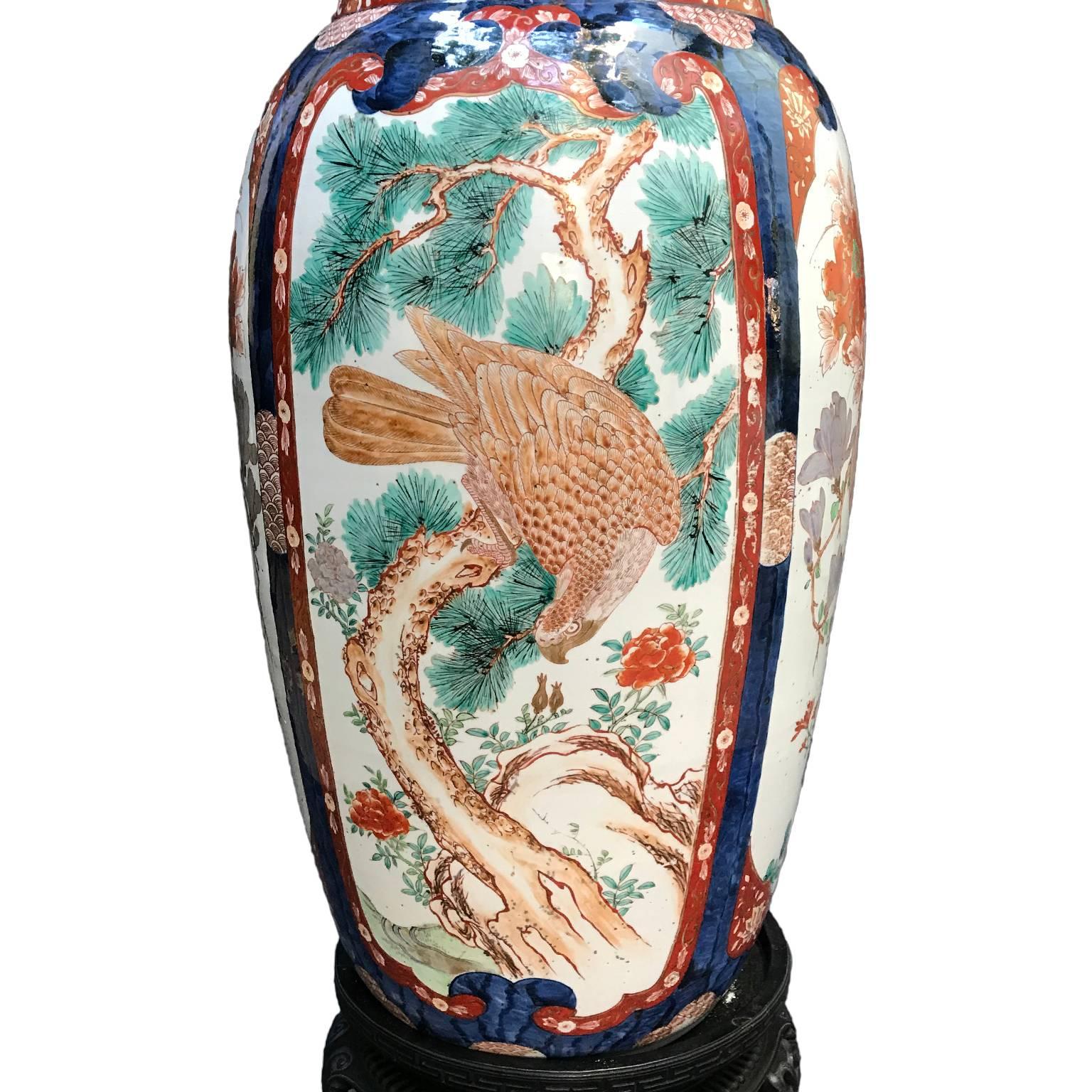 Pair of Large Imari Vases 19th Century Japanese Blue Red White Porcelain Vases 7