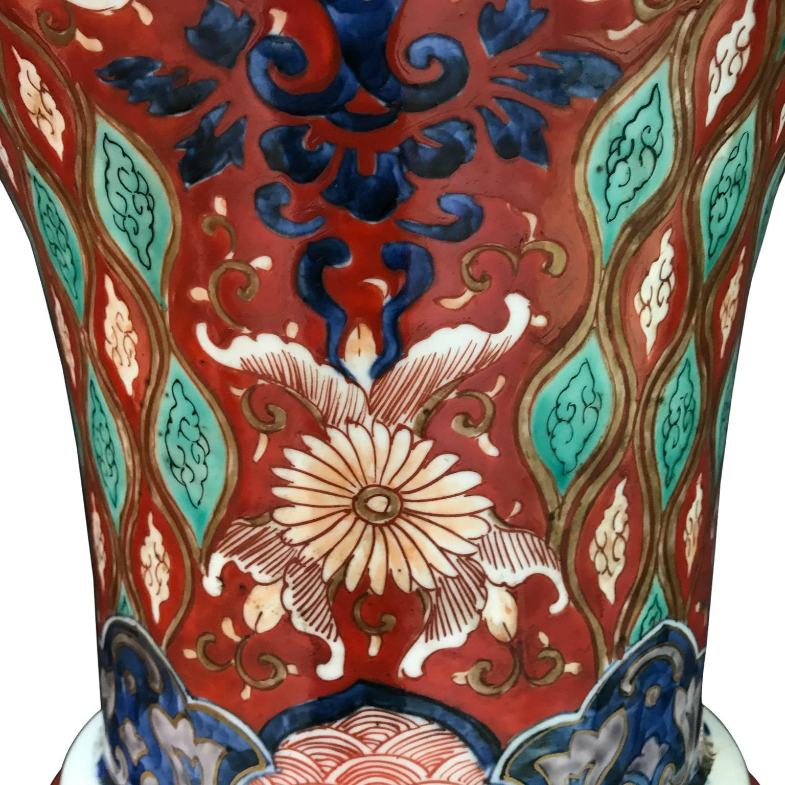 Pair of Large Imari Vases 19th Century Japanese Blue Red White Porcelain Vases 8