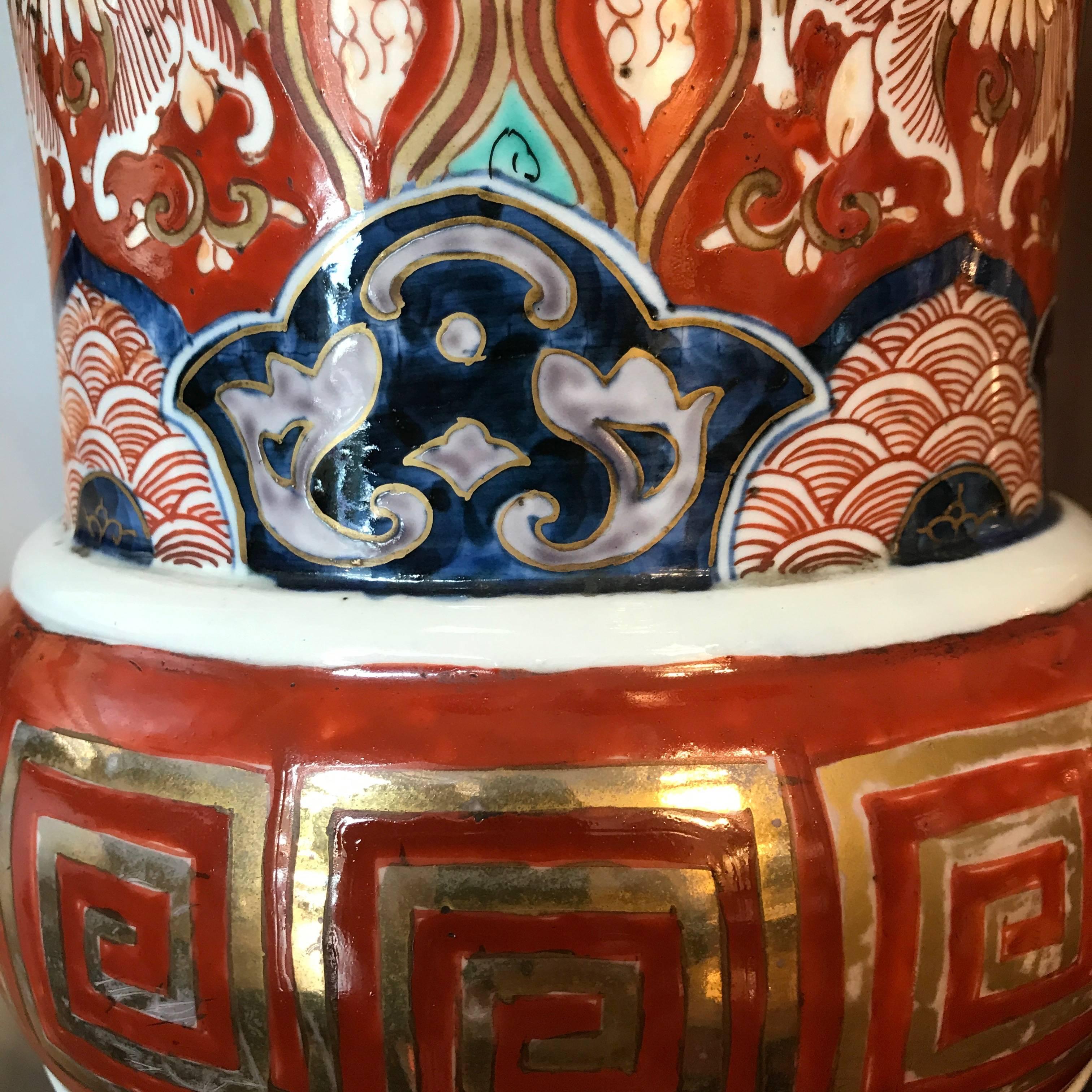Pair of Large Imari Vases 19th Century Japanese Blue Red White Porcelain Vases 1