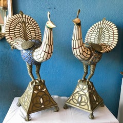 Pair of Large Indian Figures of Peacocks