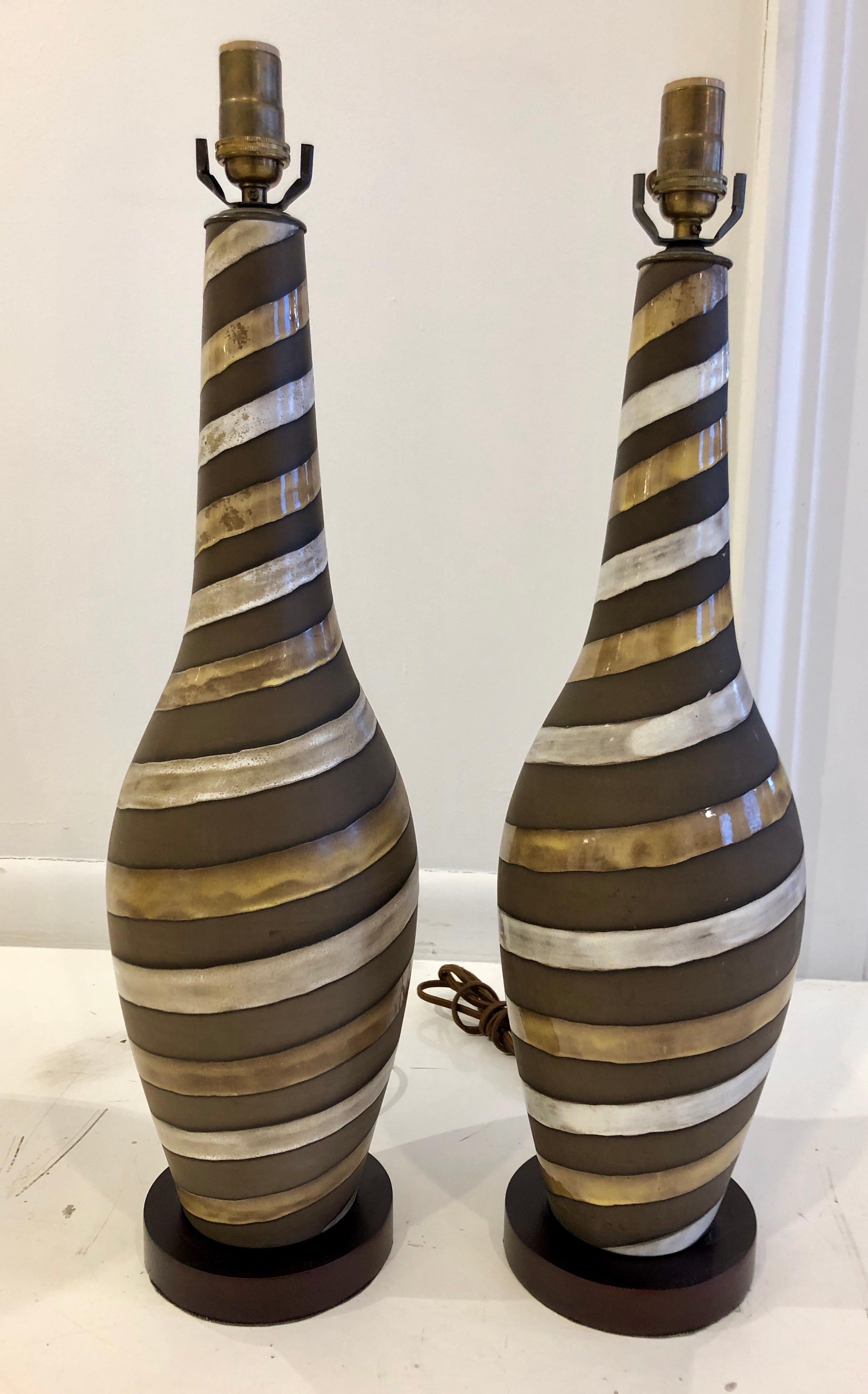 Mid-20th Century Pair of Large Ingrid Atterberg Table Lamps for Upsala Ekeby For Sale