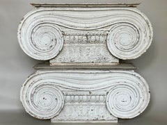 Pair of Large Ionic Painted Wood Capitals