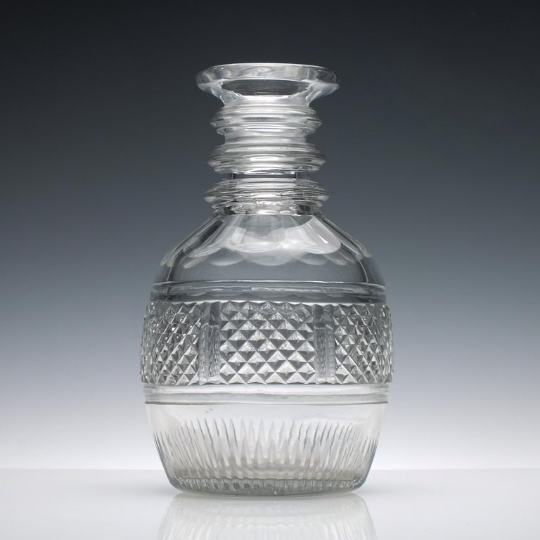 Pair of Large Irish 19th Century Cut Glass Wine Carafes, circa 1810 at