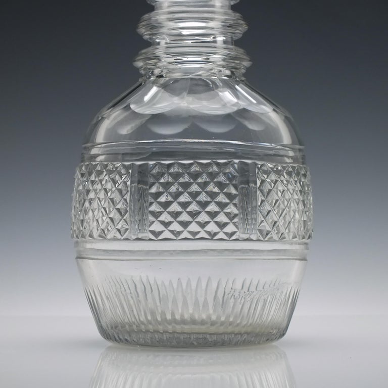 Pair of Large Irish 19th Century Cut Glass Wine Carafes, circa 1810 at