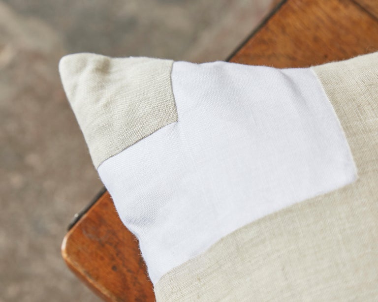 Pair of Large Irish Linen Pillows Cushions Vintage White Natural