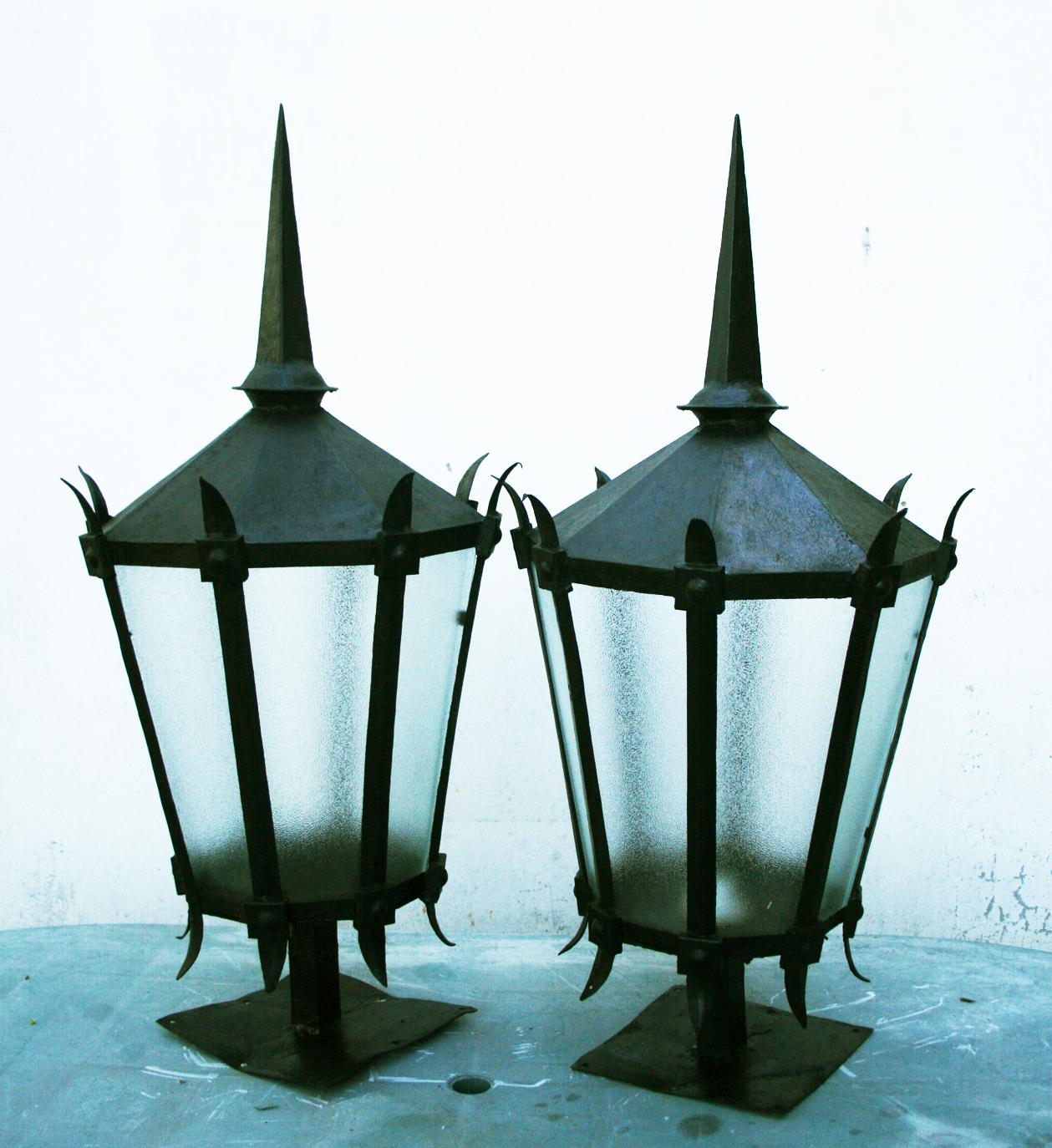 19th Century Large Lanterns for Gate Post or Wall Bracket, Late 19th or Early 20th Century For Sale