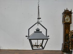 Pair of Large Iron Lanterns with Four Lights and Architectural Design