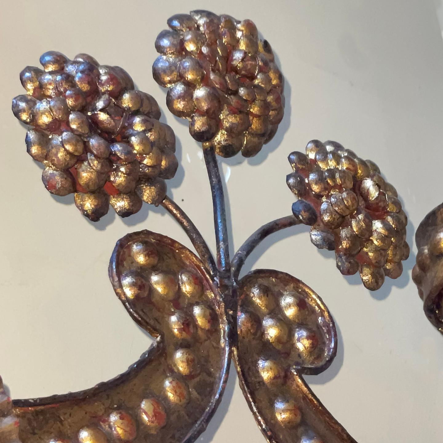Italian Pair of Large Iron Sconces For Sale