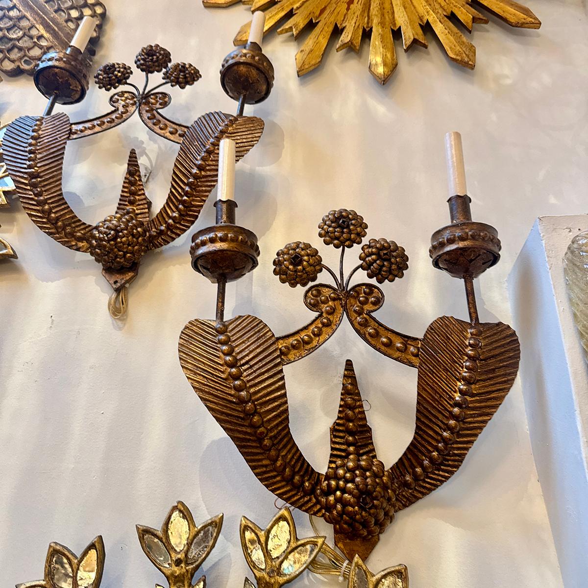 Pair of Large Iron Sconces For Sale 1