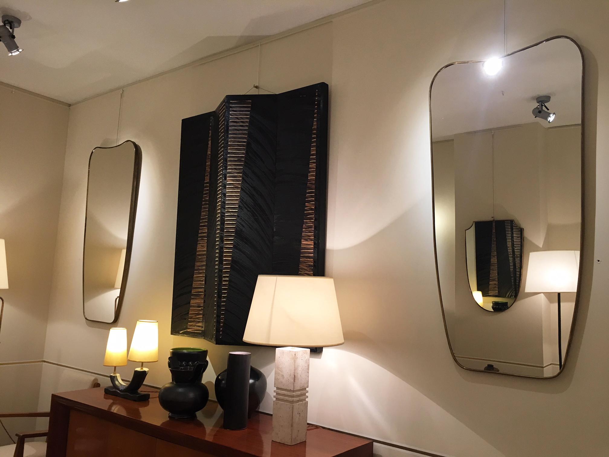 Pair of Large, Italian, 1950s Brass Mirrors In Good Condition In London, GB