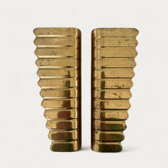 Pair of Large Italian 1950s Gilt Brass Door Handles