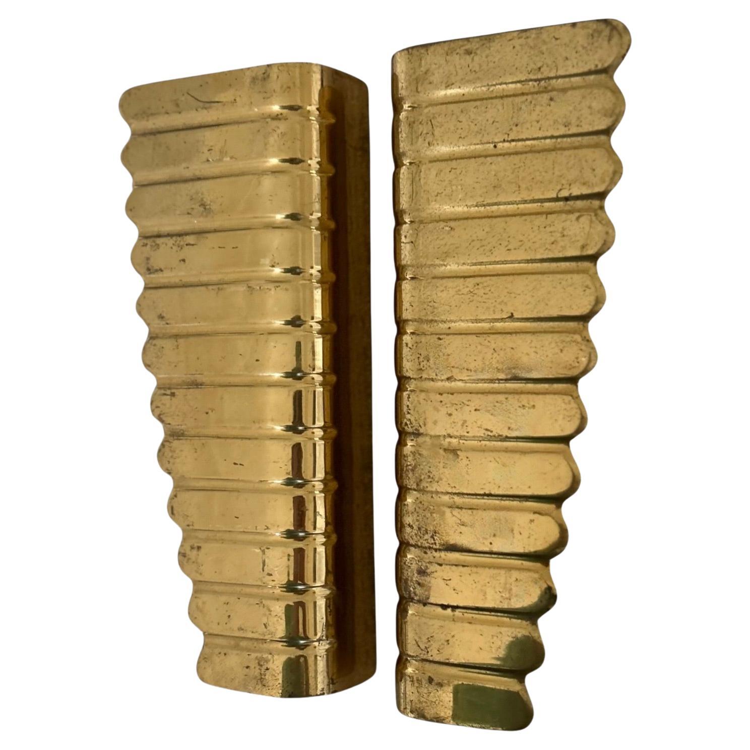 Pair of Large Italian 1950s Gilt Brass Door Handles
