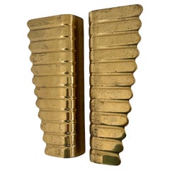 Pair of Large Italian 1950s Gilt Brass Door Handles